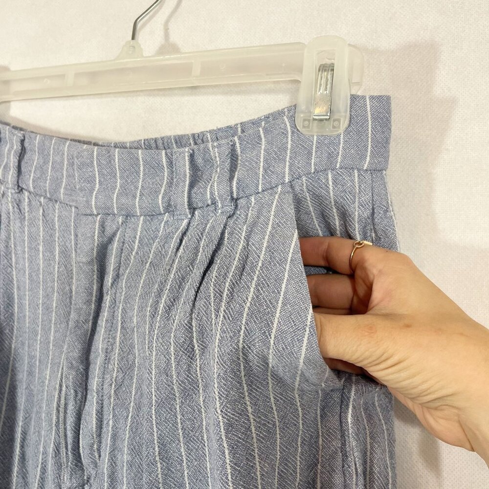 Abercrombie & Fitch Blue White Striped Linen Pants Business Casual - Size Small - Picture 3 of 8